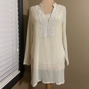 Chico's Drama Embellished Cashew Cream Tunic